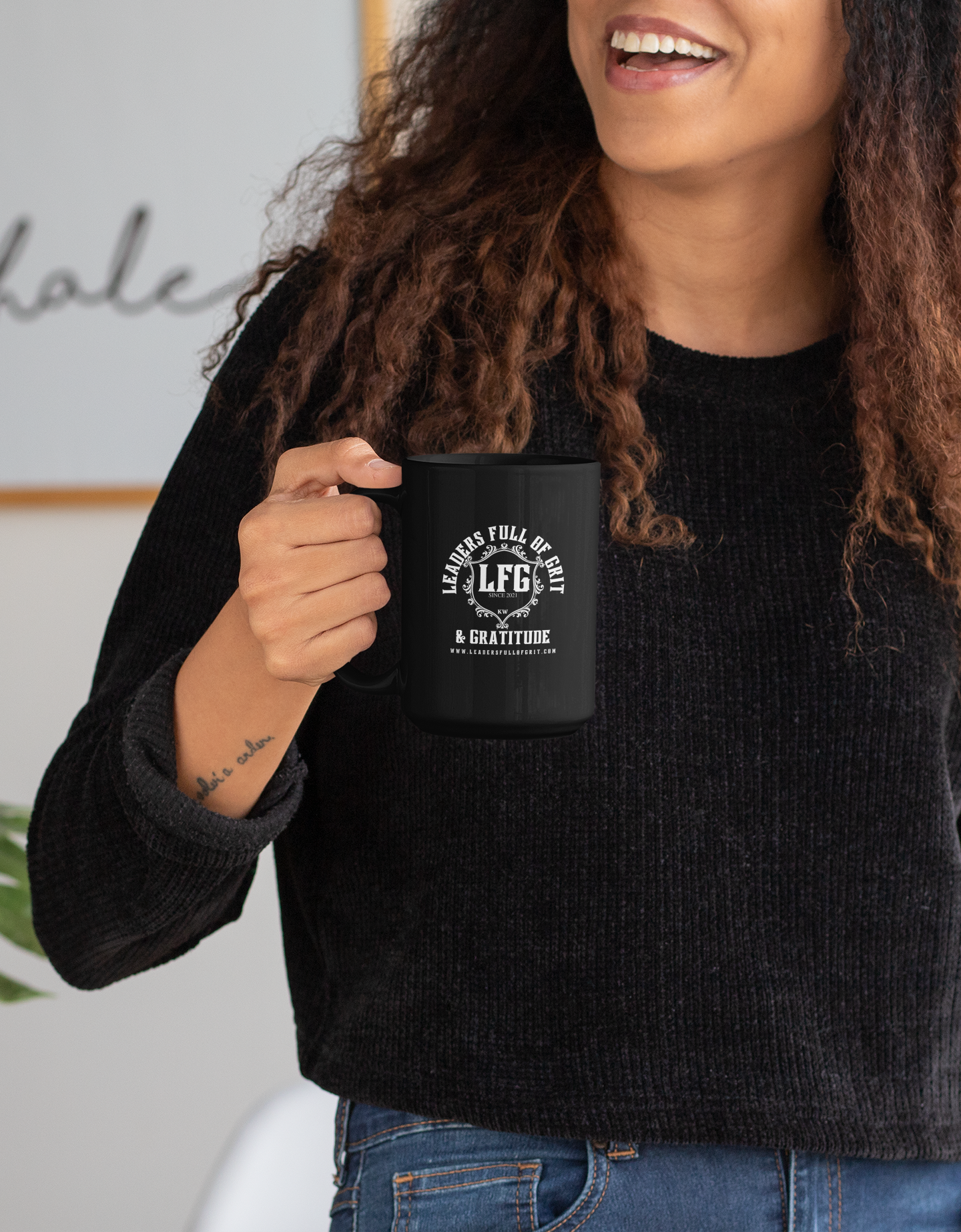 "Leadership Isn't a Title. It's Who You Are." Leaders Full of Grit Black Mug (15oz)